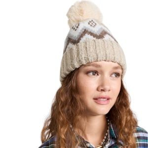 NWT Hat Attack Fair Isle Beanie in Ivory